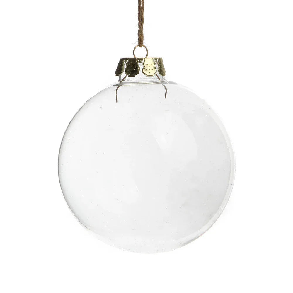 24 Bulk Buy Pack of Glass Bauble 10cm Diameter Round Clear with Silver Cap - table or tree centrepice personal memory theme craft gift - Mekamart Australia