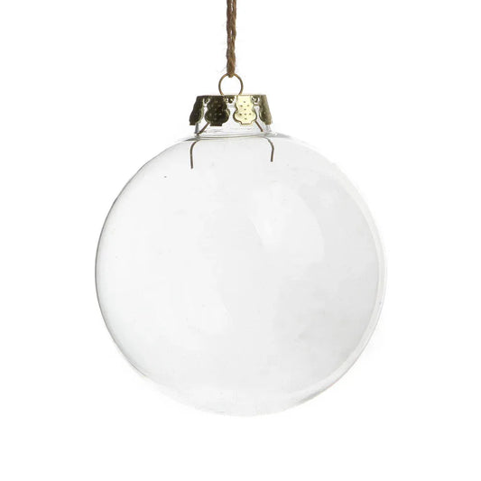 24 Bulk Buy Pack of Glass Bauble 10cm Diameter Round Clear with Silver Cap - table or tree centrepice personal memory theme craft gift - Mekamart Australia