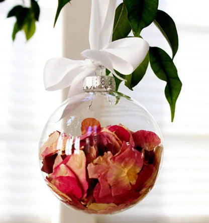 24 Bulk Buy Pack of Glass Bauble 6cm Diameter Round Clear with Silver Cap - table or tree centrepice personal memory theme craft gift - Mekamart Australia