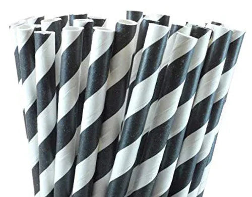 1000 Bulk Wholesale Pack Black White Drinking Straws Biodegradable Eco Paper Birthday Party Event Bistro Bar Cafe Take Away - Mekamart Australia