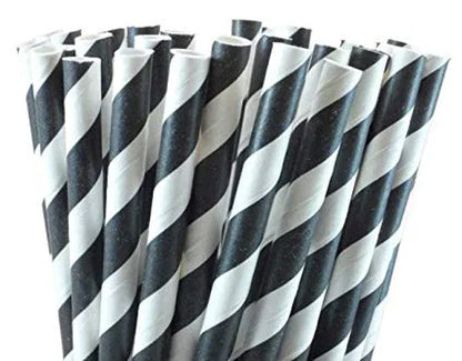 1000 Bulk Wholesale Pack Black White Drinking Straws Biodegradable Eco Paper Birthday Party Event Bistro Bar Cafe Take Away - Mekamart Australia