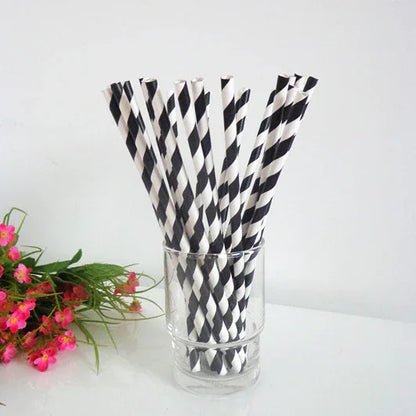1000 Bulk Wholesale Pack Black White Drinking Straws Biodegradable Eco Paper Birthday Party Event Bistro Bar Cafe Take Away - Mekamart Australia