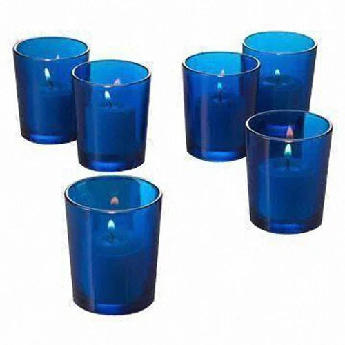 10 Pack Blue Glass Votive Tealight Candle Holders House Party Centerpiece Xmas Wedding Decor Glass Candlestick Party Decorations Bridal Baby Shower Event - Mekamart Australia