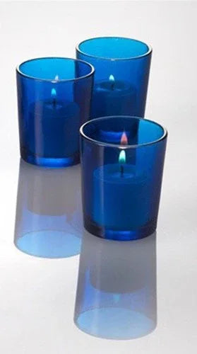 20 Pack Blue Glass Votive Tealight Candle Holders House Party Centerpiece Xmas Wedding Decor Glass Candlestick Party Decorations Bridal Baby Shower Event - Mekamart Australia