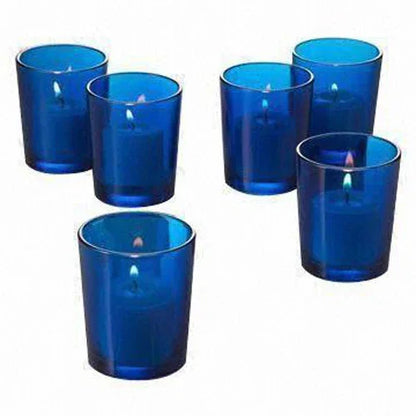 20 Pack Blue Glass Votive Tealight Candle Holders House Party Centerpiece Xmas Wedding Decor Glass Candlestick Party Decorations Bridal Baby Shower Event - Mekamart Australia