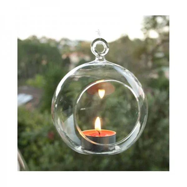 50 Wholesale Lot of Hanging Clear Glass Ball Tealight Candle Holder - 10cm Diameter / High - Wedding Globe Decoration Terrarium Succulent Plant Mini Garden Holder Decor Craft Gift - Mekamart Australia