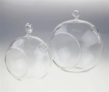 50 Wholesale Lot of Hanging Clear Glass Ball Tealight Candle Holder - 10cm Diameter / High - Wedding Globe Decoration Terrarium Succulent Plant Mini Garden Holder Decor Craft Gift - Mekamart Australia