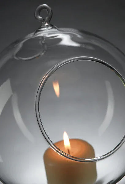 24 Bulk Buy of Hanging Clear Glass Ball Tealight Candle Holder - 8cm Diameter / High - Wedding Globe Decoration Terrarium Succulent Plant Mini Garden Holder Decor Craft Gift - Mekamart Australia