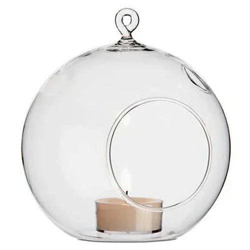 50 x Wholesale Lot of Hanging Clear Glass Ball Tealight Candle Holder - 8cm Diameter / High - Wedding Globe Decoration Terrarium Succulent Plant Mini Garden Holder Decor Craft Gift - Mekamart Australia