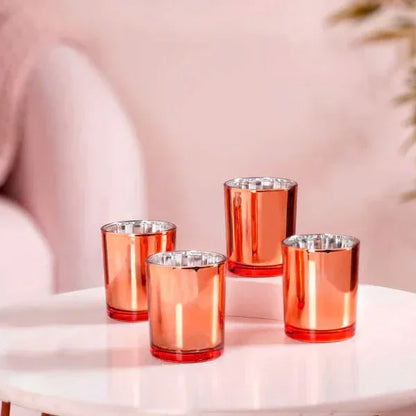 20 Pack Copper Votive Tealight Candle Holders Valentines Day Mercury Wedding Decor Glass Candlestick Party Decorations Bridal Baby Shower Event - Mekamart Australia
