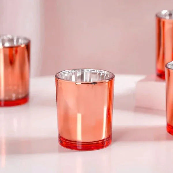 20 Pack Copper Votive Tealight Candle Holders Valentines Day Mercury Wedding Decor Glass Candlestick Party Decorations Bridal Baby Shower Event - Mekamart Australia