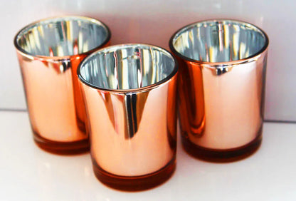 20 Pack Copper Votive Tealight Candle Holders Valentines Day Mercury Wedding Decor Glass Candlestick Party Decorations Bridal Baby Shower Event - Mekamart Australia