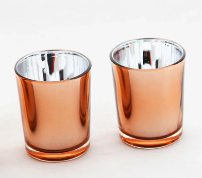 20 Pack Copper Votive Tealight Candle Holders Valentines Day Mercury Wedding Decor Glass Candlestick Party Decorations Bridal Baby Shower Event - Mekamart Australia