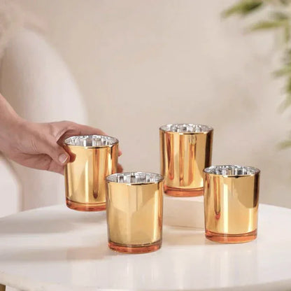 20 Pack Gold Votive Tealight Candle Holders Valentines Day Mercury Wedding Decor Glass Candlestick Party Decorations Bridal Baby Shower Event - Mekamart Australia
