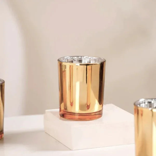 20 Pack Gold Votive Tealight Candle Holders Valentines Day Mercury Wedding Decor Glass Candlestick Party Decorations Bridal Baby Shower Event - Mekamart Australia