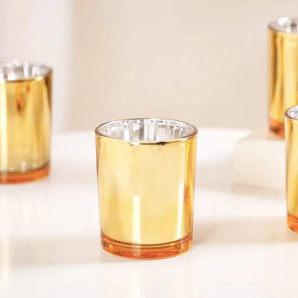 40 Pack Gold Votive Tealight Candle Holders Valentines Day Mercury Wedding Decor Glass Candlestick Party Decorations Bridal Baby Shower Event - Mekamart Australia