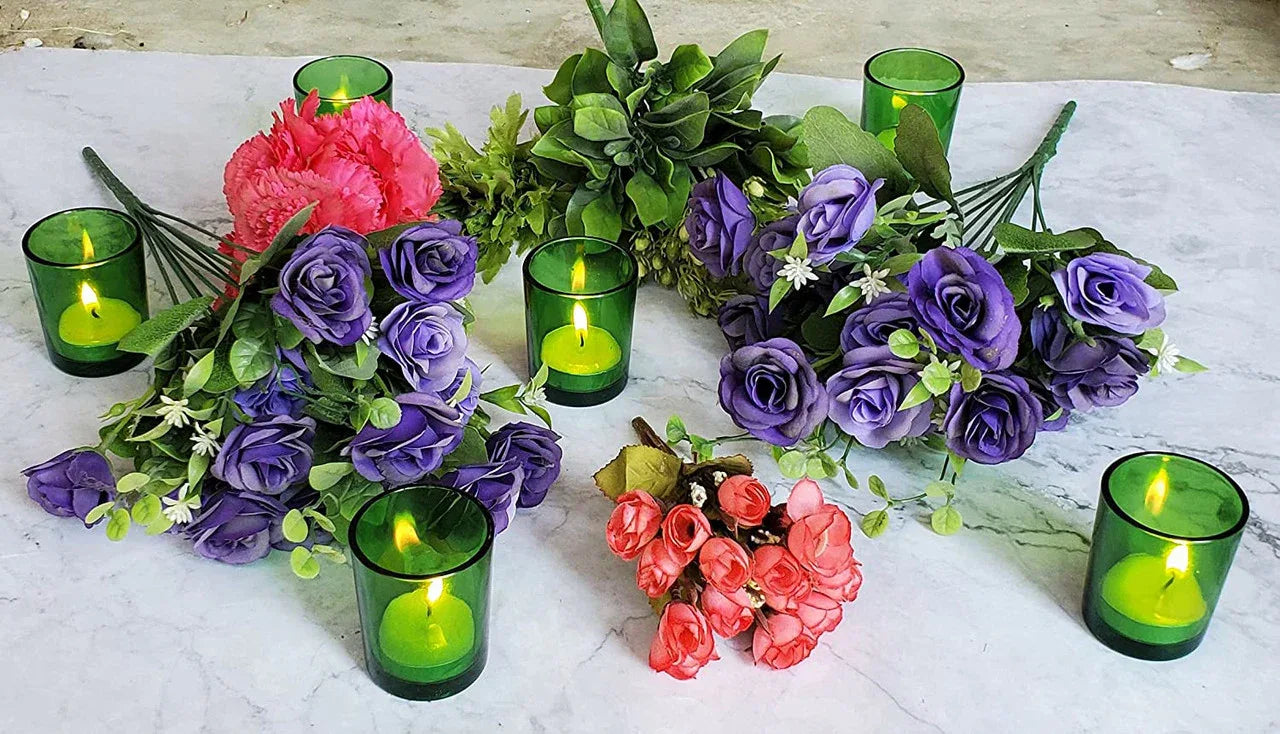 20 Pack Green Glass Votive Candle Holders Table Centreoieces Xmas Wedding Anniversary Event Recption Party Function or Home Decor - Mekamart Australia