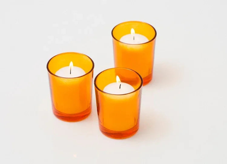 40 Pack Orange Glass Votive Tealight Candle Holders House Party Centerpiece Xmas Wedding Decor Glass Candlestick Party Decorations Bridal Baby Shower Event - Mekamart Australia