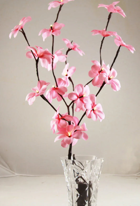 1 Set of 50cm H 20 LED Pink Frangipani Tree Branch Stem Fairy Light Wedding Event Party Function Table Vase Centrepiece Decoration Girl Bedroom - Mekamart Australia