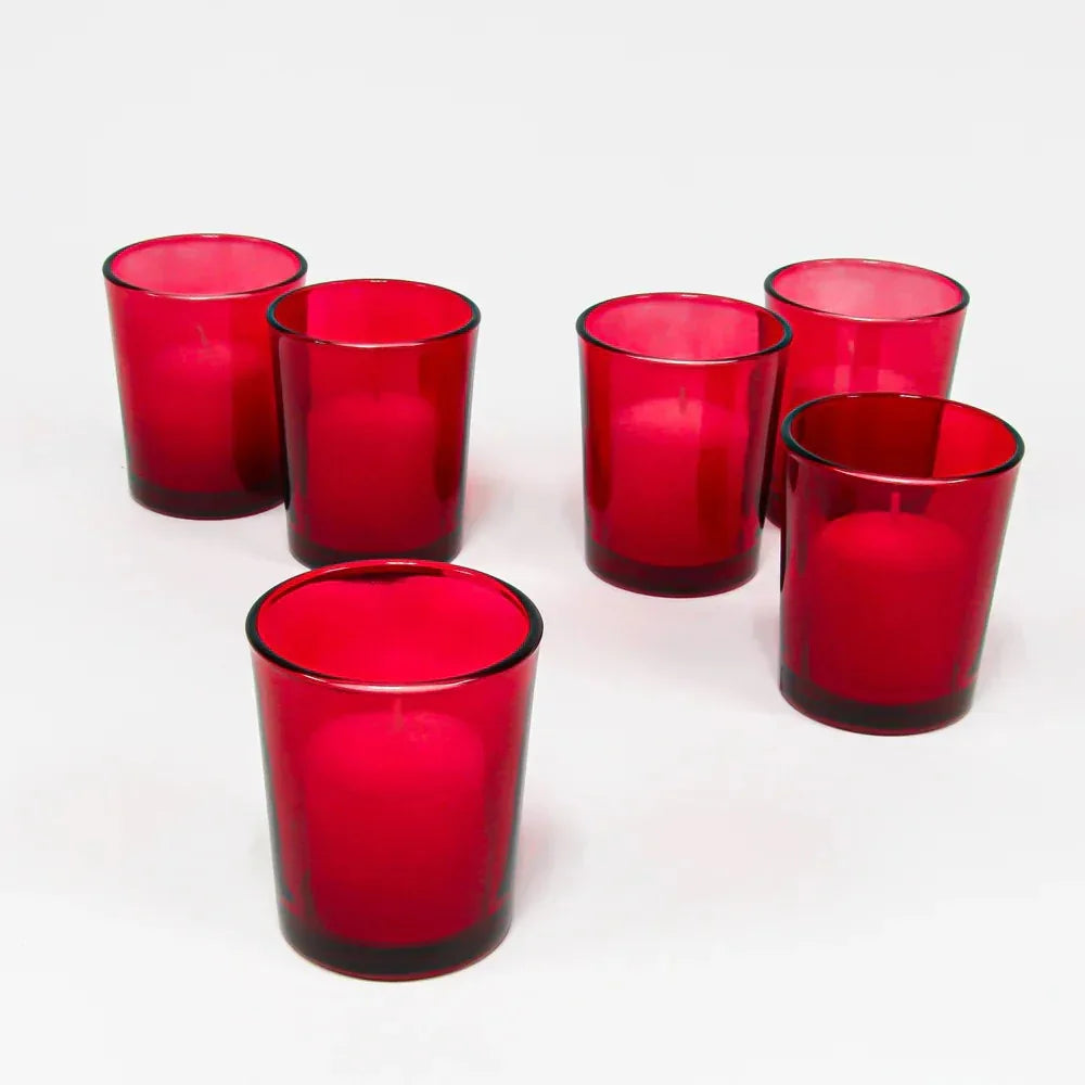 10 Pack Red Glass Votive Tealight Candle Holders House Party Centerpiece Xmas Wedding Decor Glass Candlestick Party Decorations Bridal Valentines Event - Mekamart Australia