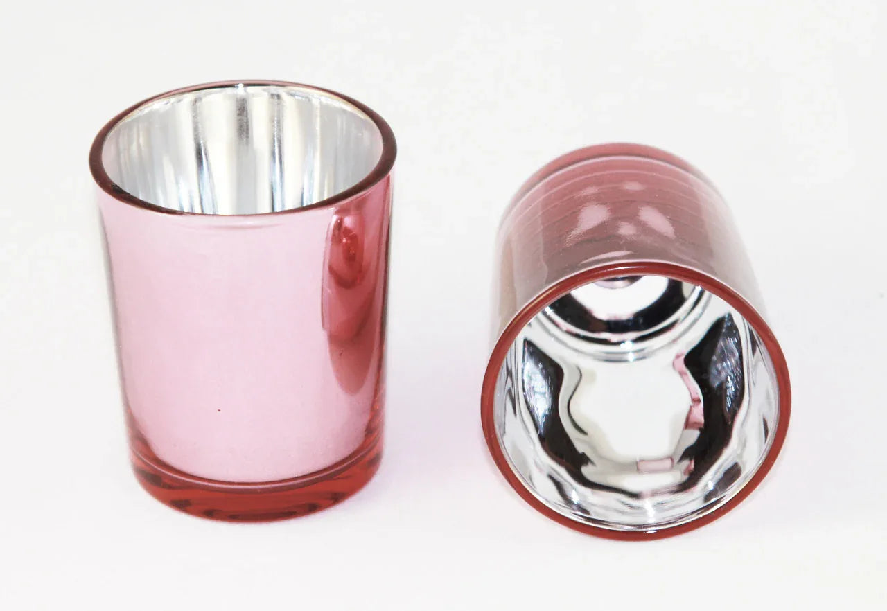 10 Pack Rose Gold Pink Votive Tealight Candle Holders Valentines Day Mercury Wedding Decor Glass Candlestick Party Decorations Bridal Baby Shower Event - Mekamart Australia