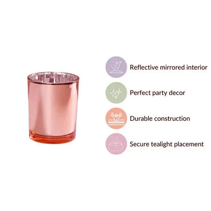 20 Pack Rose Gold Pink Votive Tealight Candle Holders Valentines Day Mercury Wedding Decor Glass Candlestick Party Decorations Bridal Baby Shower Event - Mekamart Australia