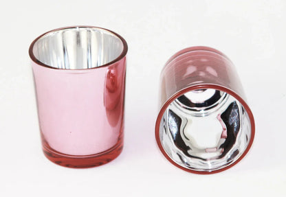 20 Pack Rose Gold Pink Votive Tealight Candle Holders Valentines Day Mercury Wedding Decor Glass Candlestick Party Decorations Bridal Baby Shower Event - Mekamart Australia