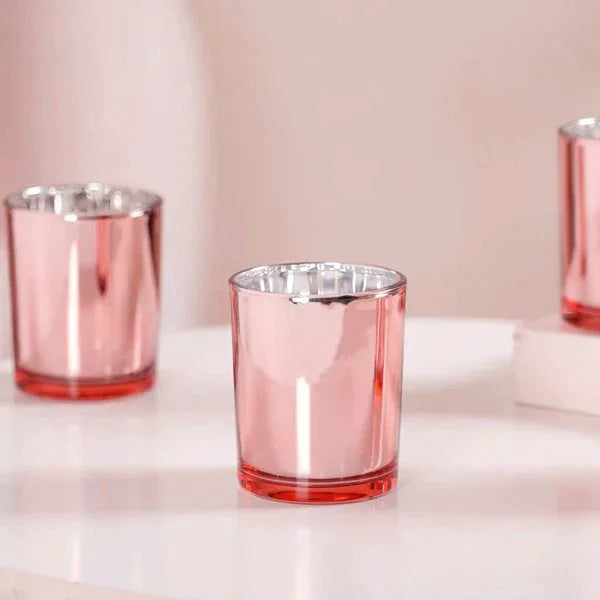 40 Pack Rose Gold Pink Votive Tealight Candle Holders Valentines Day Mercury Wedding Decor Glass Candlestick Party Decorations Bridal Baby Shower Event - Mekamart Australia