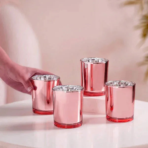 40 Pack Rose Gold Pink Votive Tealight Candle Holders Valentines Day Mercury Wedding Decor Glass Candlestick Party Decorations Bridal Baby Shower Event - Mekamart Australia
