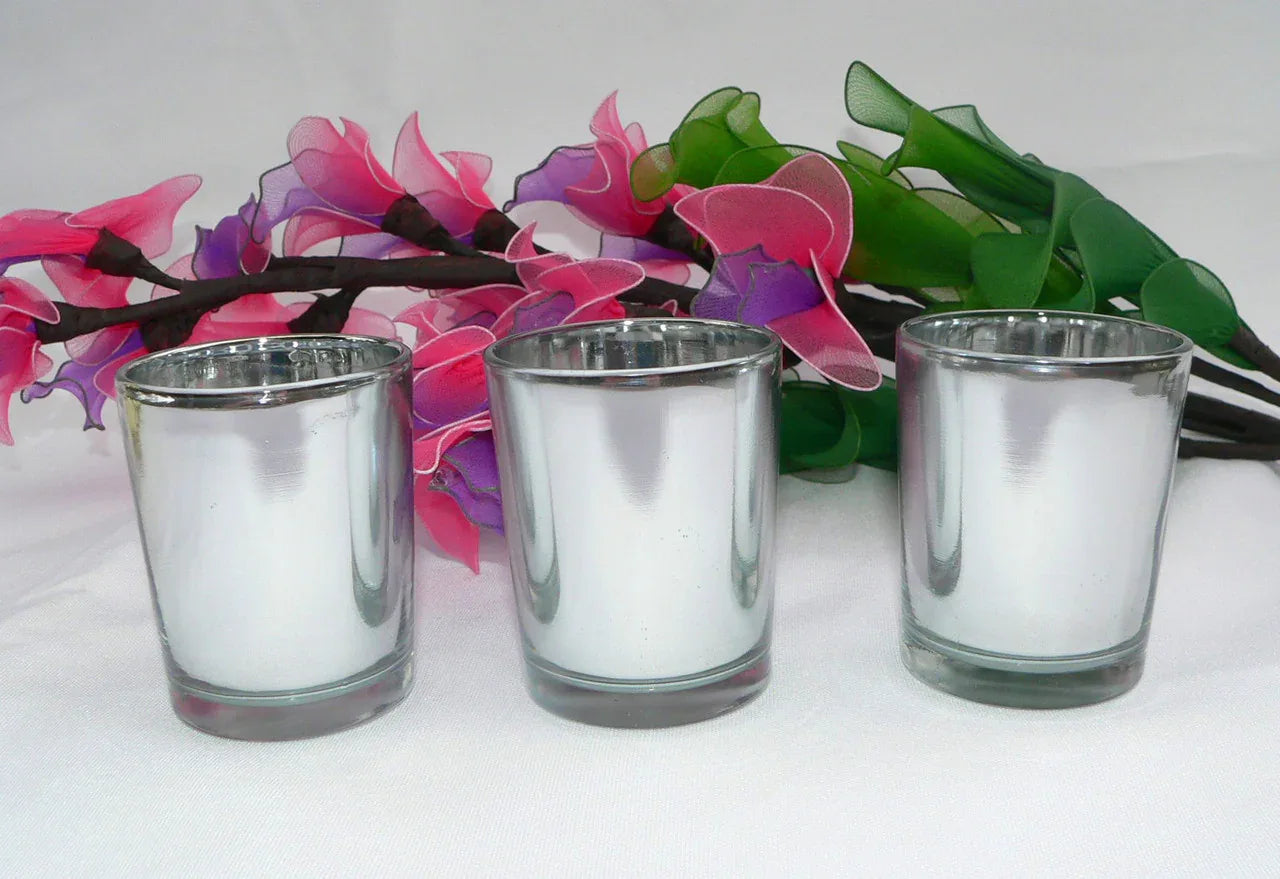 20 Pack Silver Mercury Glass Votive Candle Holders Set For Wedding, Bridal And Baby Shower, Party Function or Home Decor - Mekamart Australia