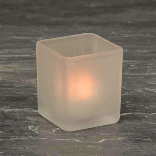 30 Bulk Pack Square Cube Frosted Glass 5cm Tealight Candle Holder Festival Decor Wedding Propose Parties Holiday and Home Decor - Mekamart Australia