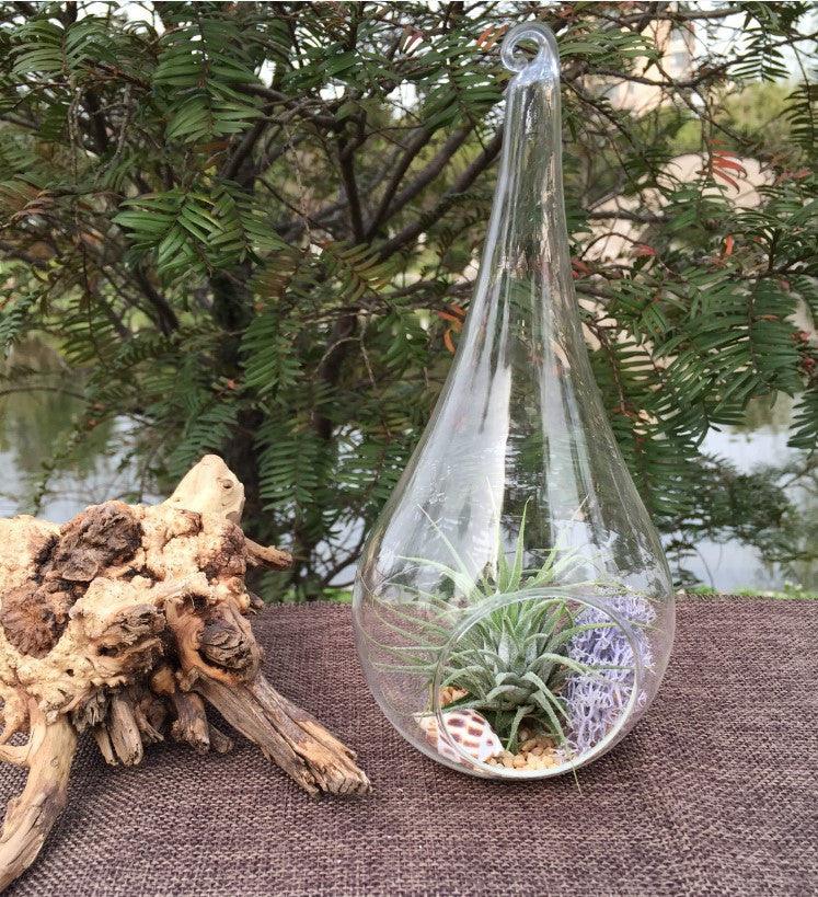 25 Bulk Pack of Hanging Clear Glass Tealight Candle Holder Tear Drop Pear Hour Glass Shape - 20cm High Terrarium Plant Mini Garden Holder Decoration Craft Gift - Mekamart Australia