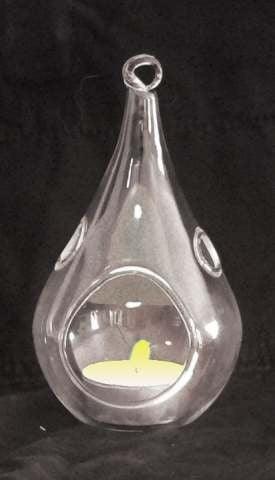 25 Bulk Pack of Hanging Clear Glass Tealight Candle Holder Tear Drop Pear Shape - 12cm High - Terrarium Plant Mini Garden Holder Decor - Mekamart Australia