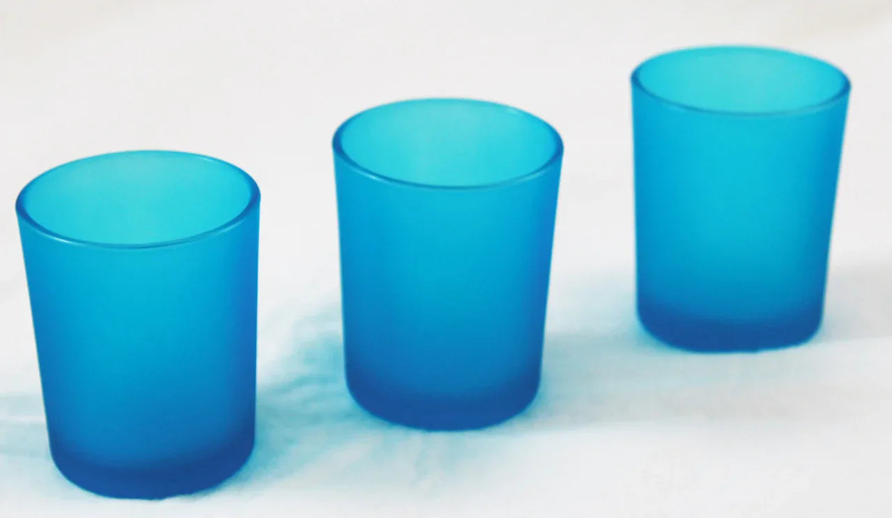 20 Pack Turquoise Frosted Glass Votive Tealight Candle Holders House Party Centerpiece Xmas Wedding Decor Glass Candlestick Party Decorations Bridal Baby Shower Event - Mekamart Australia