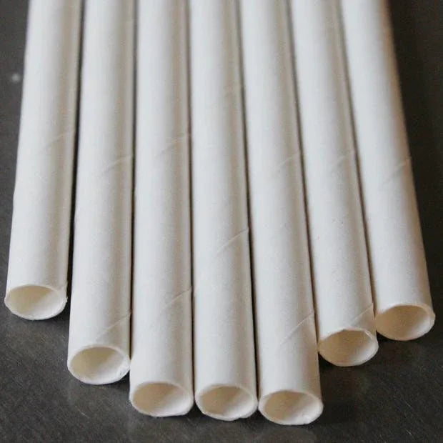 200 Pack White Drinking Straws Biodegradable Eco Paper Birthday Party Event Bistro Bar Cafe Take Away - Mekamart Australia