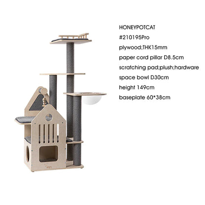 HONEYPOTCAT Grand Cat Mansion With Space Capsule - 148cm - Mekamart Australia