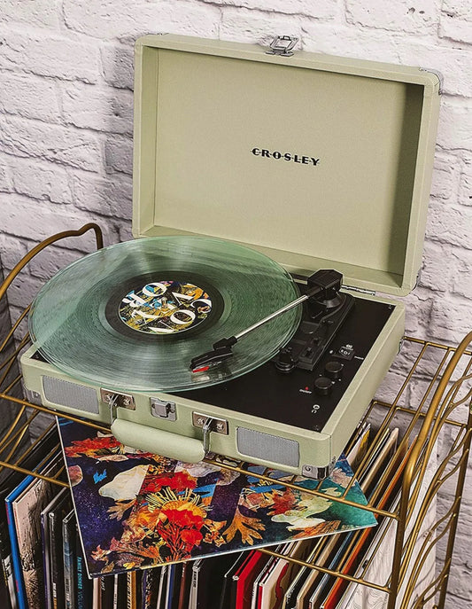 Crosley Cruiser Bluetooth Portable Turntable - Mint + Bundled Crosley Record Storage Display Stand