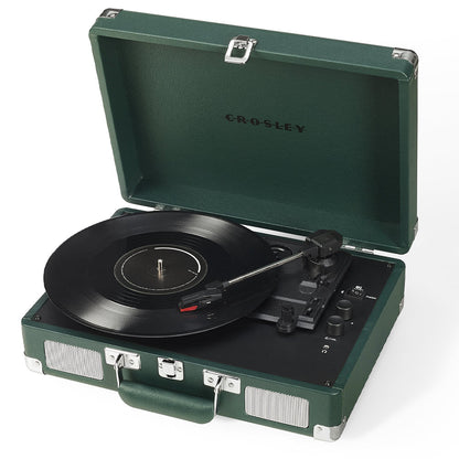 Crosley Cruiser Bluetooth Portable Turntable + Crosley Turntable  Stand Bundle - Emerald Green