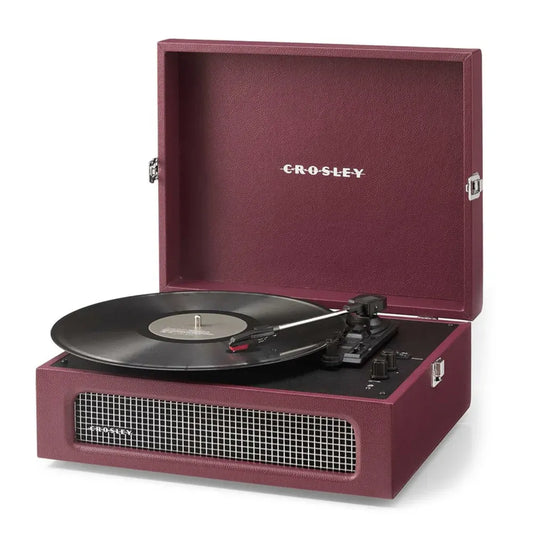 Crosley Voyager Bluetooth Portable Turntable + Bundled Record Storage Crate - Burgundy