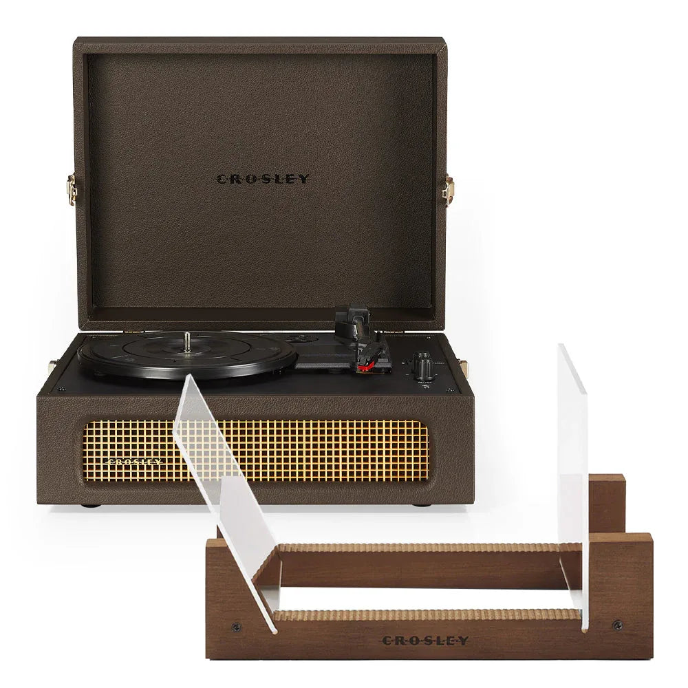 Crosley Voyager Bluetooth Portable Turntable - Cocoa + Bundled Crosley Record Storage Display Stand - Mekamart Australia