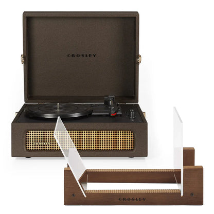 Crosley Voyager Bluetooth Portable Turntable - Cocoa + Bundled Crosley Record Storage Display Stand - Mekamart Australia