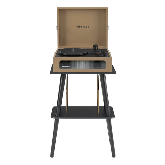 Crosley Voyager Bluetooth Portable Turntable + Entertainment Stand Bundle  - Tan