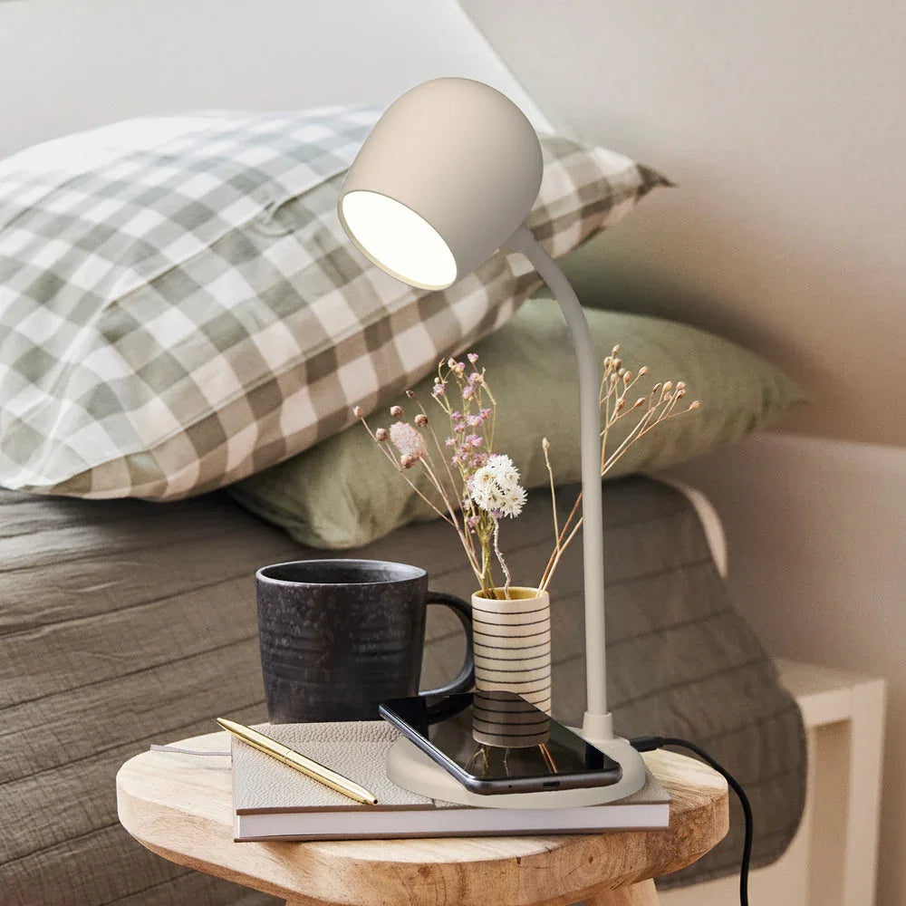 Kreafunk Ellie Lamp W/ Qi Charger And Bluetooth Speaker - Ivory Sand - Mekamart Australia