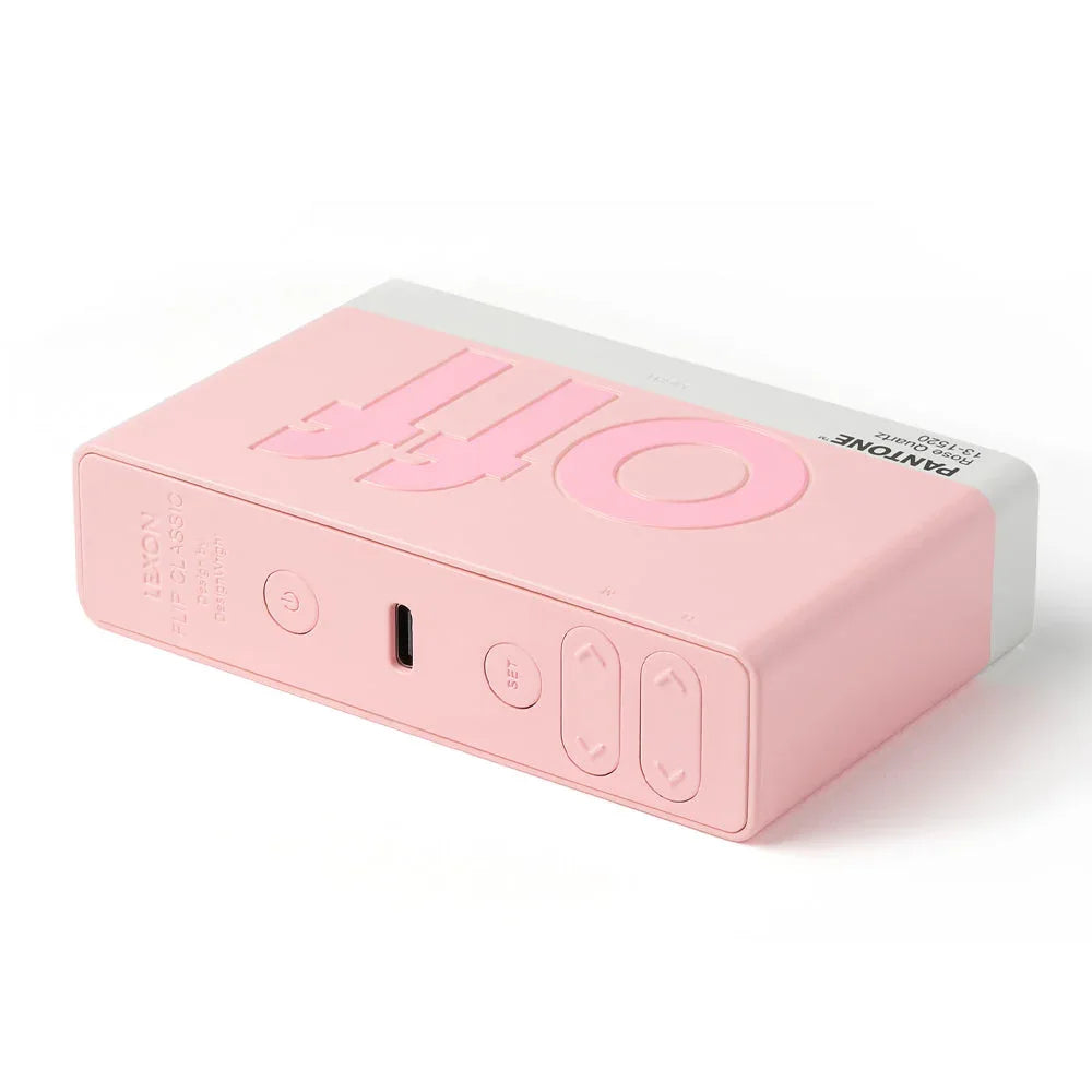 Lexon Flip Classic Reversible Alarm Clock PANTONE - Rose Pink - Mekamart Australia