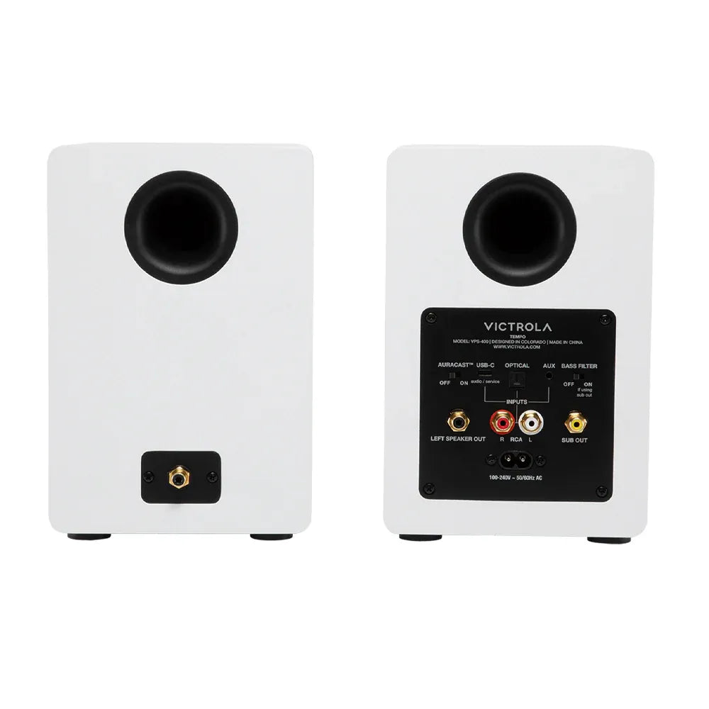 Victrola Tempo Bookshelf Speakers - White