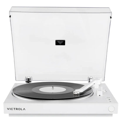 Victrola Automatic Turntable + Victrola Tempo Bookshelf Speakers Bundle - White