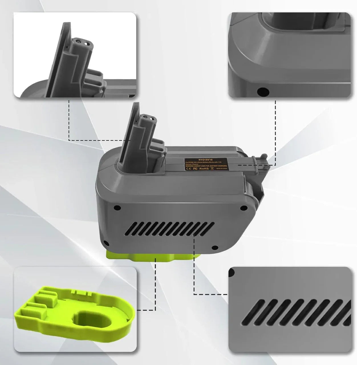 Hygieia Ryobi Converter - Ryobi ONE+ 18V To Dyson V10 Battery Converter / Adapter - Mekamart Australia