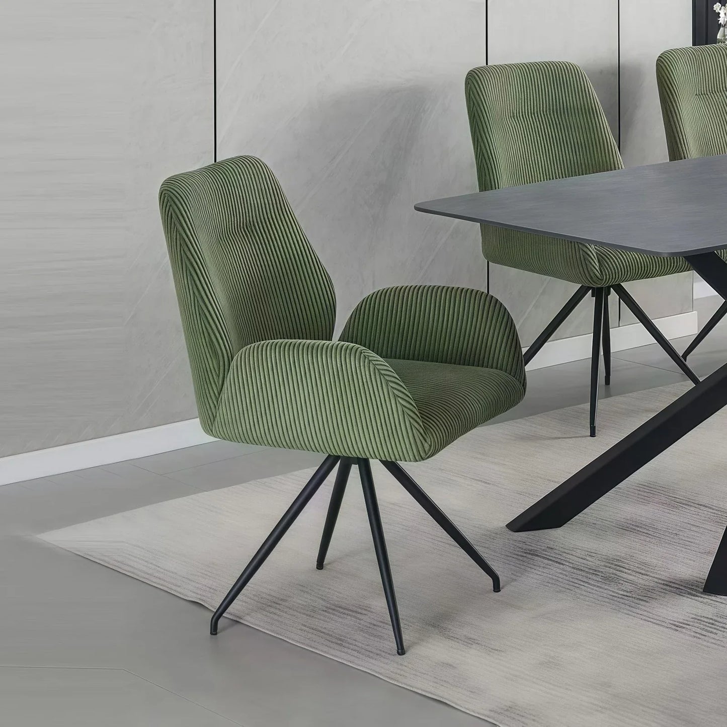 Dining Chair Linen Fabric Upholstered Seat Powder Coated Iron Legs - Mekamart Australia