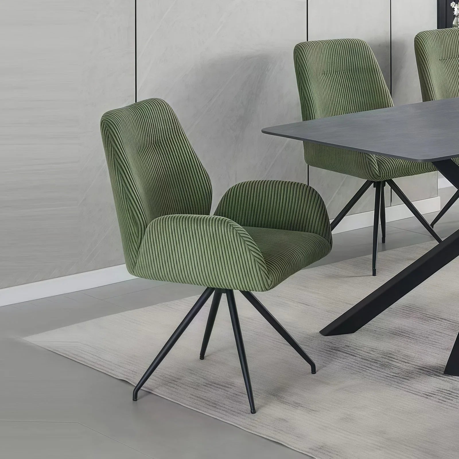 Dining Chair Linen Fabric Upholstered Seat Powder Coated Iron Legs - Mekamart Australia
