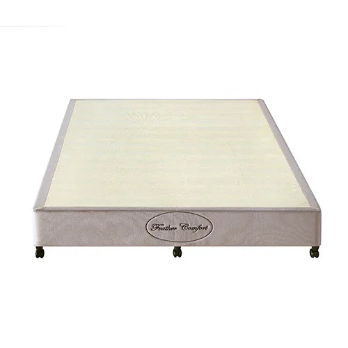 Mattress Base Ensemble Queen Size Solid Wooden Slat in Beige with Removable Cover - Mekamart Australia